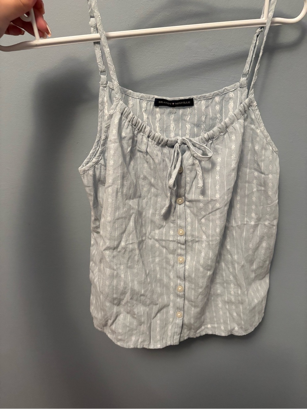 Brandy Melville Light Blue Striped Button-Front Tie Cami